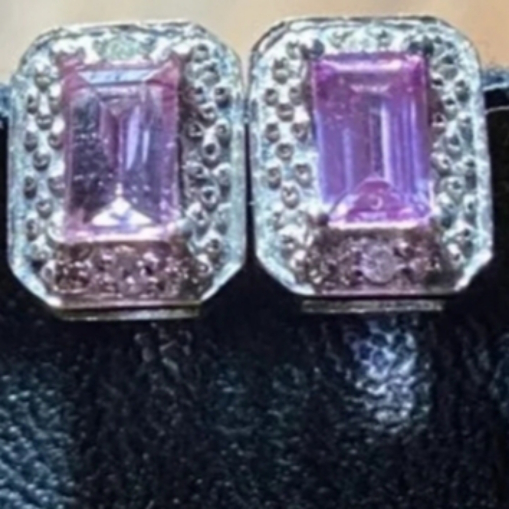 Pink Sapphire & Diamond Earrings in WG